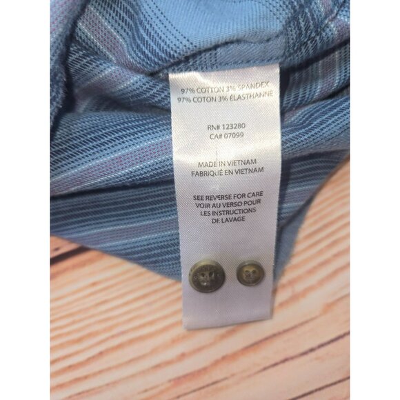 Travis Mathew Mens Button-Up Soft Cloud Shirt Large Blue Striped - Picture 6 of 7